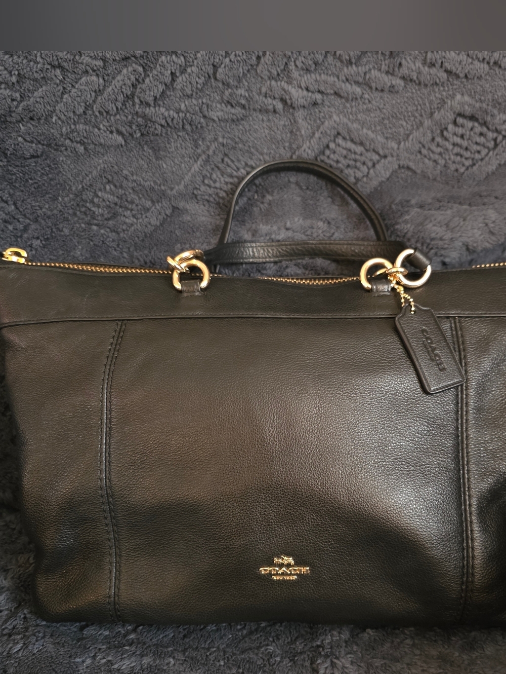Coach Black Pebbled Leather Lenox Satchel - Picture 2 of 6